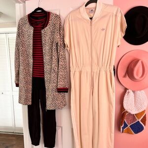 3pc layered set leopard stripes zipper